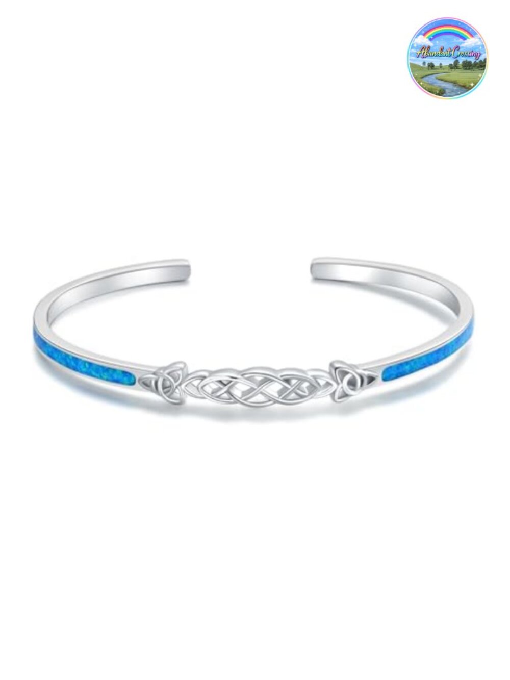 Sterling Silver Opal Cuff Bracelet Adjustable Celtic Knot Bangle